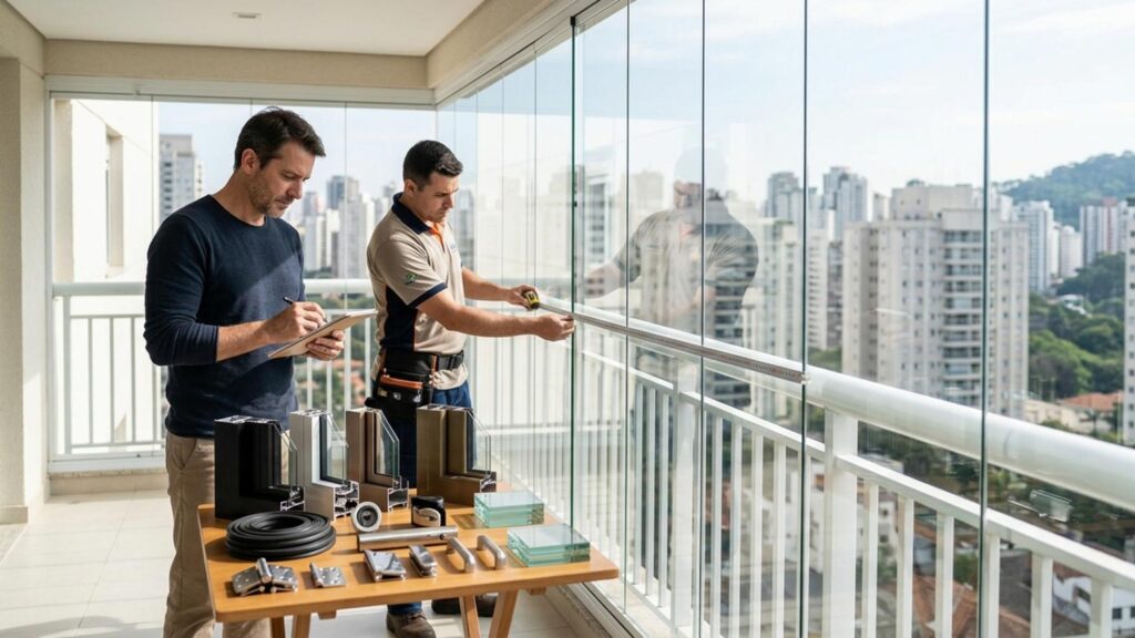 اندازهگیری دهانه بالکن برای سفارش سیستم شیشهای